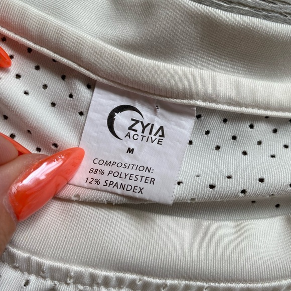 ZYIA Active Perforated Chill Long Sleeve Top White crew neck exercise top - Picture 7 of 10